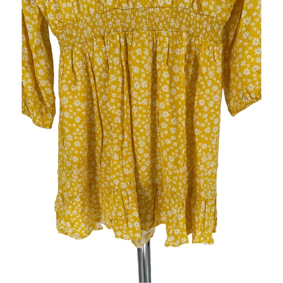 Collective Concepts Long Sleeve Button Front Floral Print Dress Yellow Floral XL - Picture 9 of 13